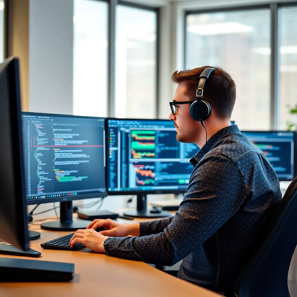 Webontwikkelaar werkt aan technische SEO-optimalisatie van website