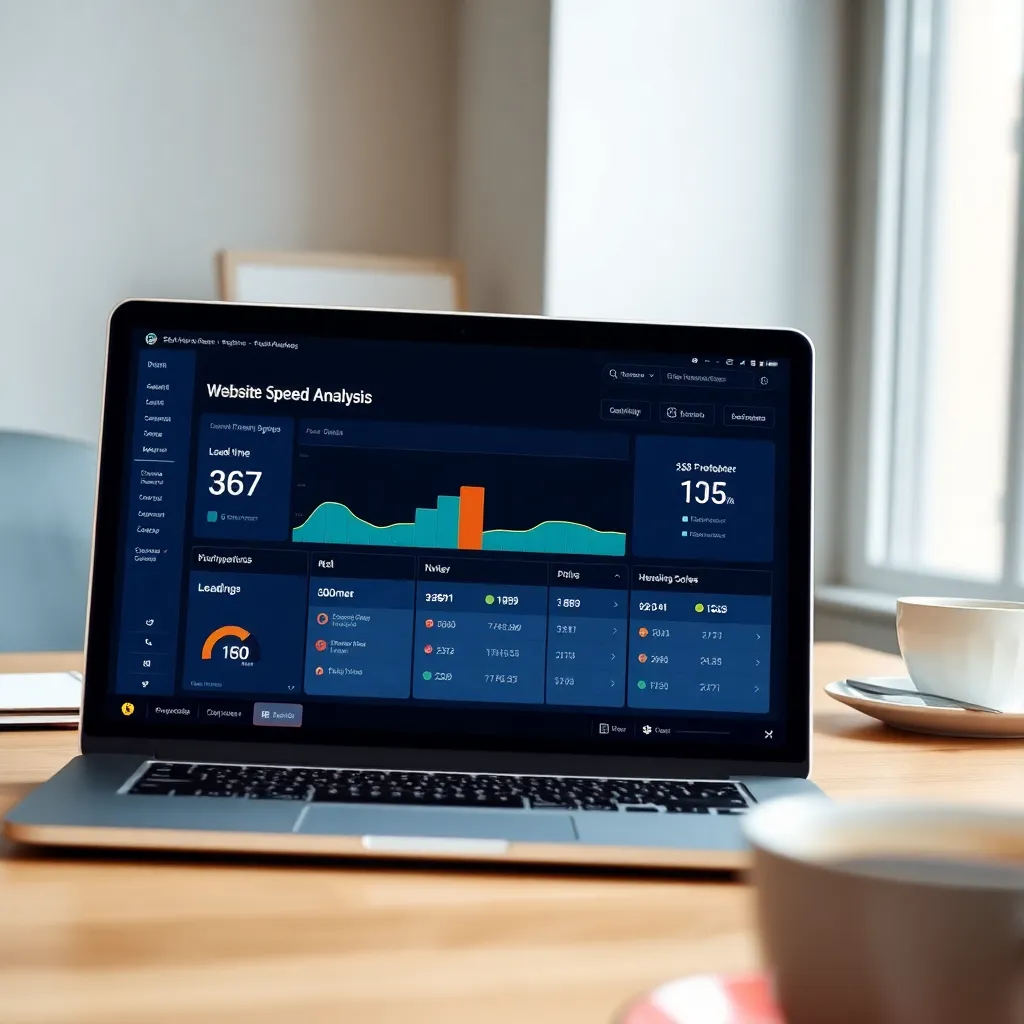 Website snelheidsanalyse op een laptop met prestatiemetingen