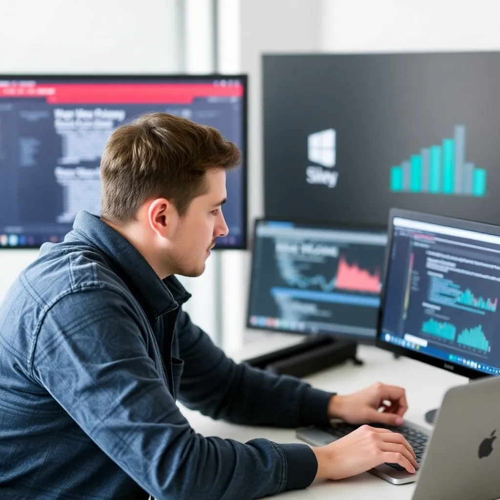 Ondernemer die zoekwoordenonderzoek uitvoert op laptop